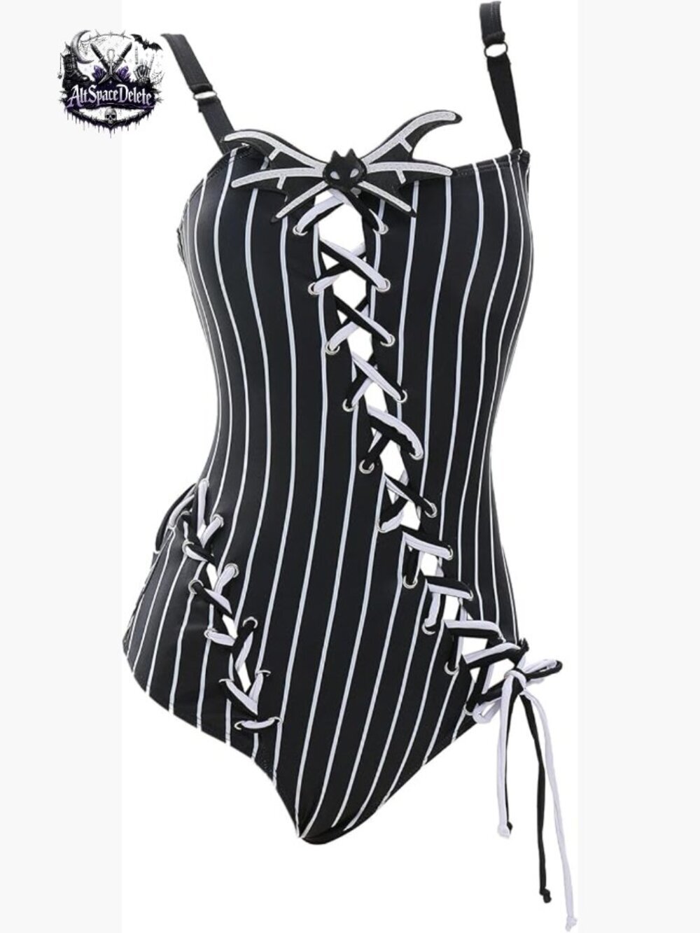Women's One Piece Swimsuit Striped Gothic Design Ruched Tank Top Briefs